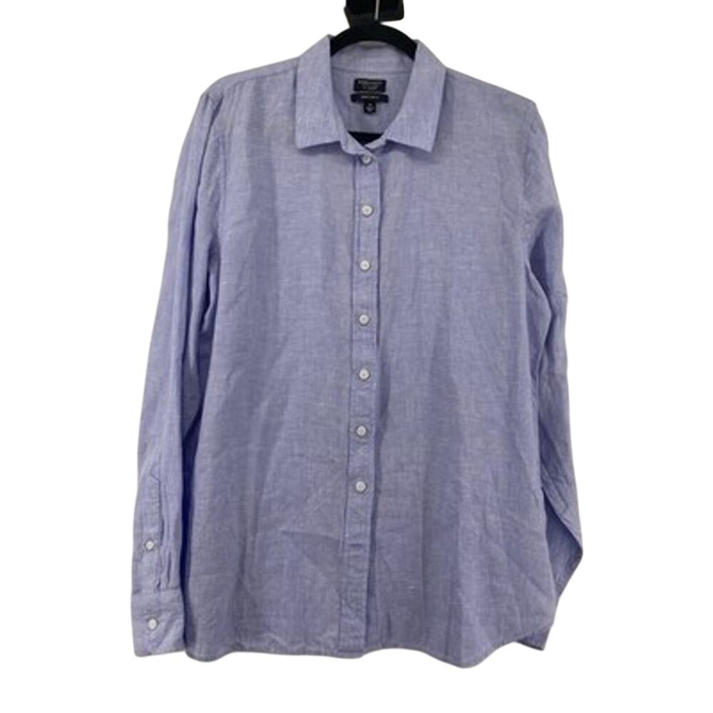 J.Crew Baird McNutt Irish Linen Shirt Blue Button Up Size 14T TALL Wren Slim